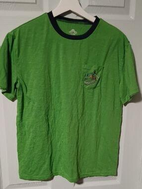 Men's Green Pocket Crew Tee with Contrast Neck 18/20 teen